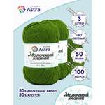 Пряжа для вязания Astra Premium milk cotton хлопок акрил 50 гр 100 м 14 зеленый 3 мотка