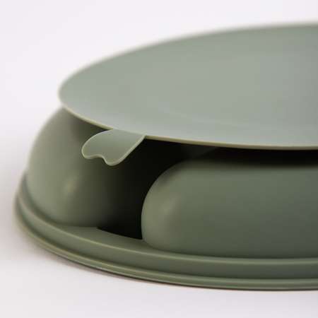 Набор детской посуды Morning Sun силиконовый секционная тарелка ложка вилка оливковый