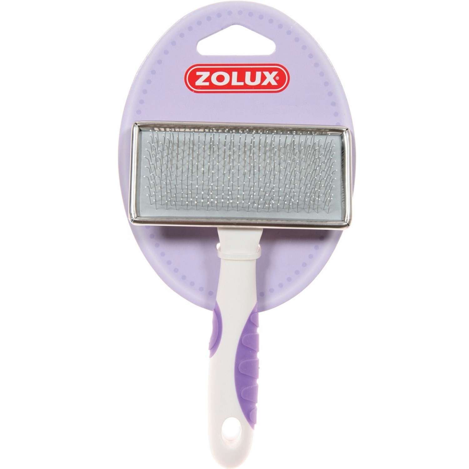 Пуходерка для кошек Zolux металлическая средняя Бело-фиолетовая - фото 1