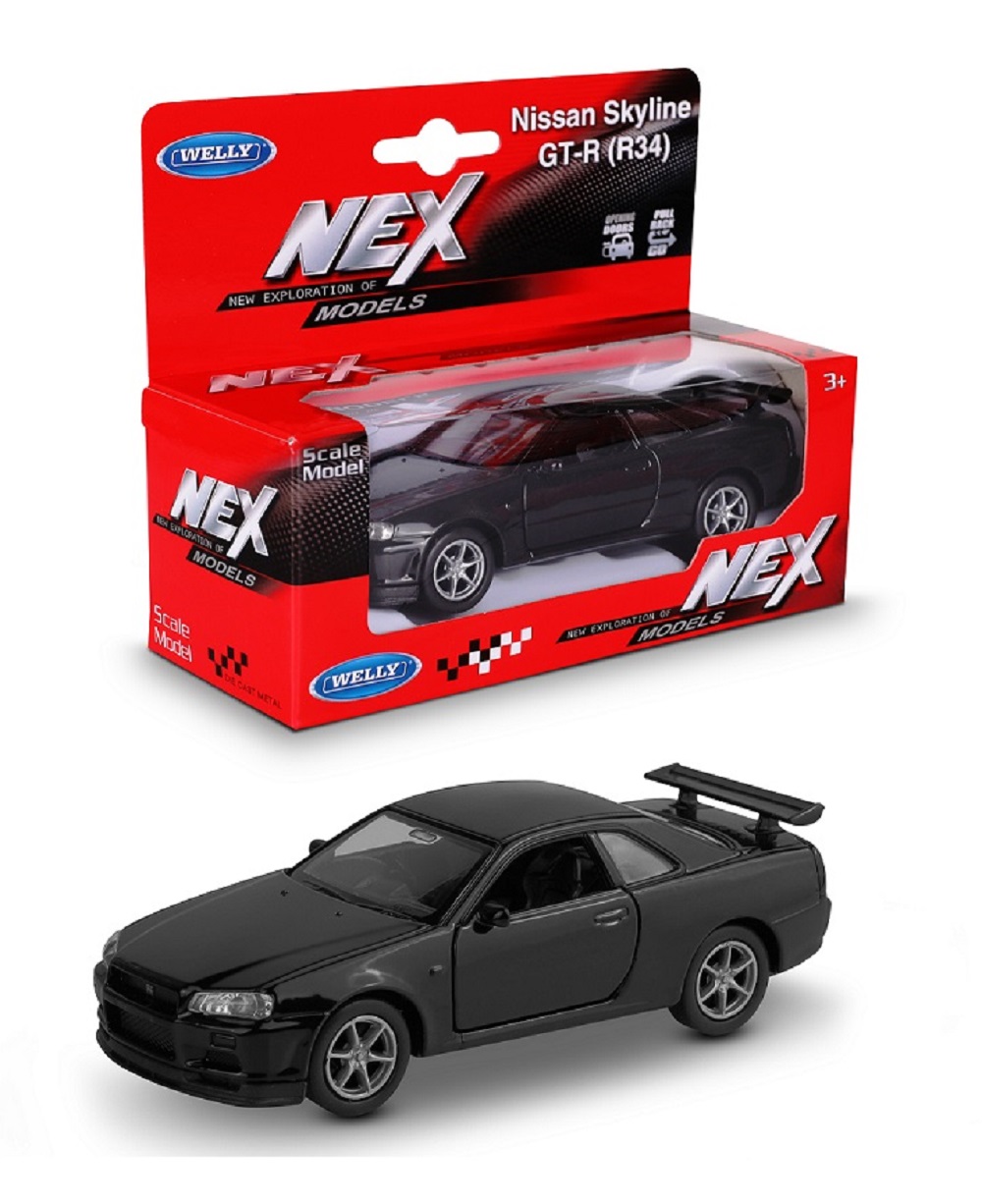 Автомобиль Welly Nissan Nissan Skyline GT-R R34 1:38 черный 43798W-B - фото 1