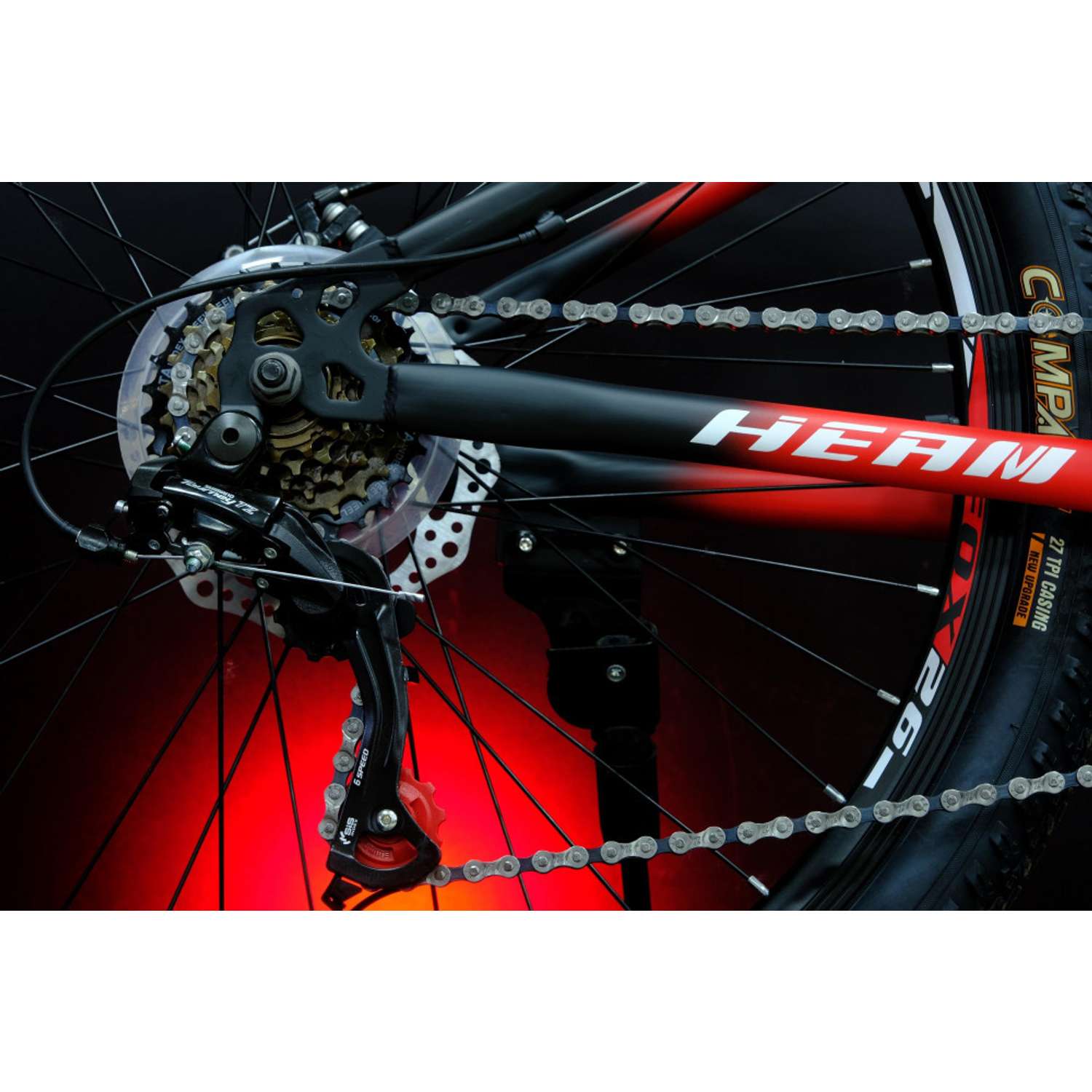 Велосипед горный Heam fox 26 - 15р чёрный/красный - фото 8