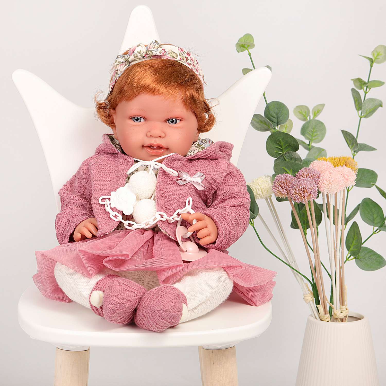 Кукла Antonio Juan Реборн Саманта в розовом 40 см мягконабивная 33070 - фото 1