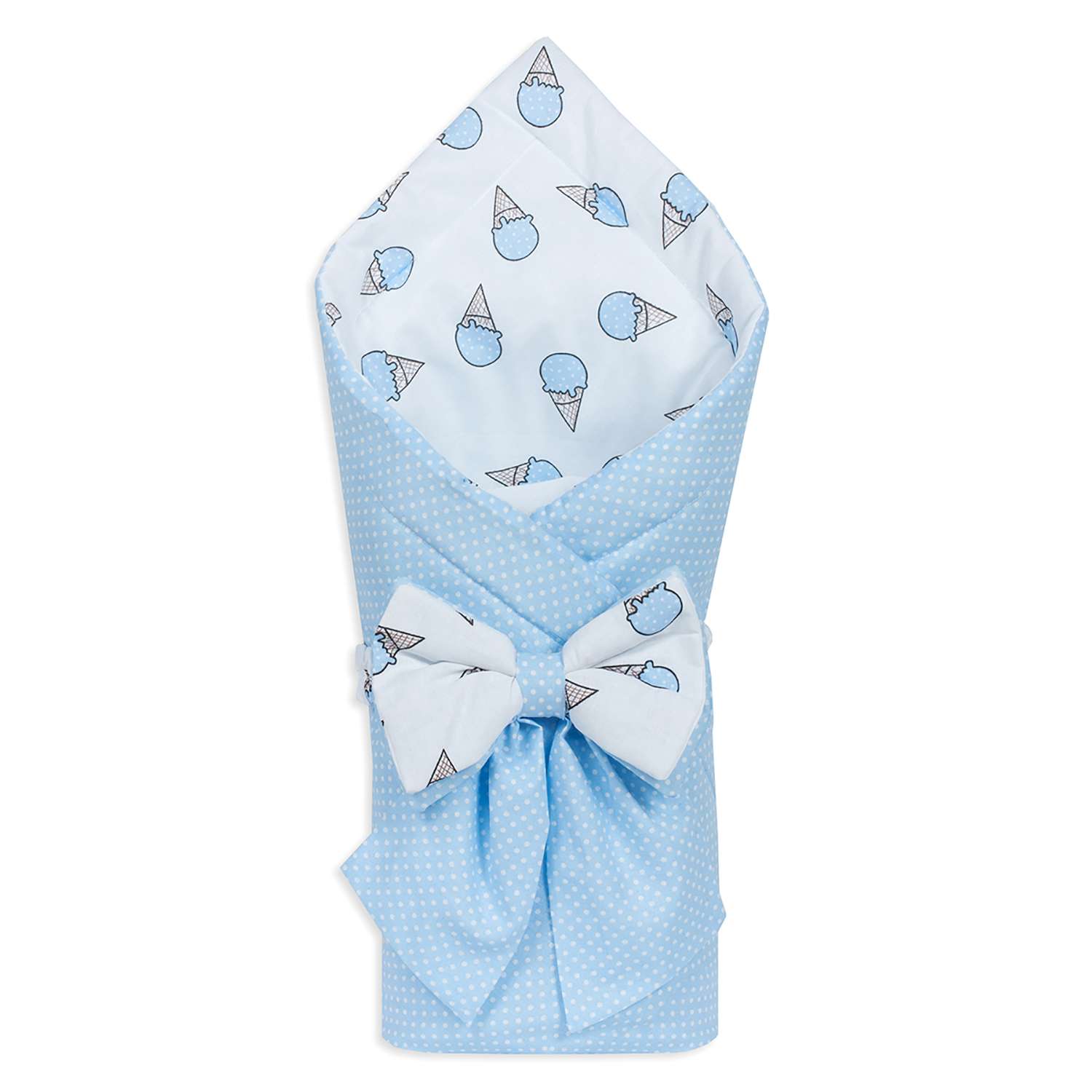 Конверт-одеяло Чудо-чадо для новорожденного на выписку Времена года мороженое/голубой - фото 1