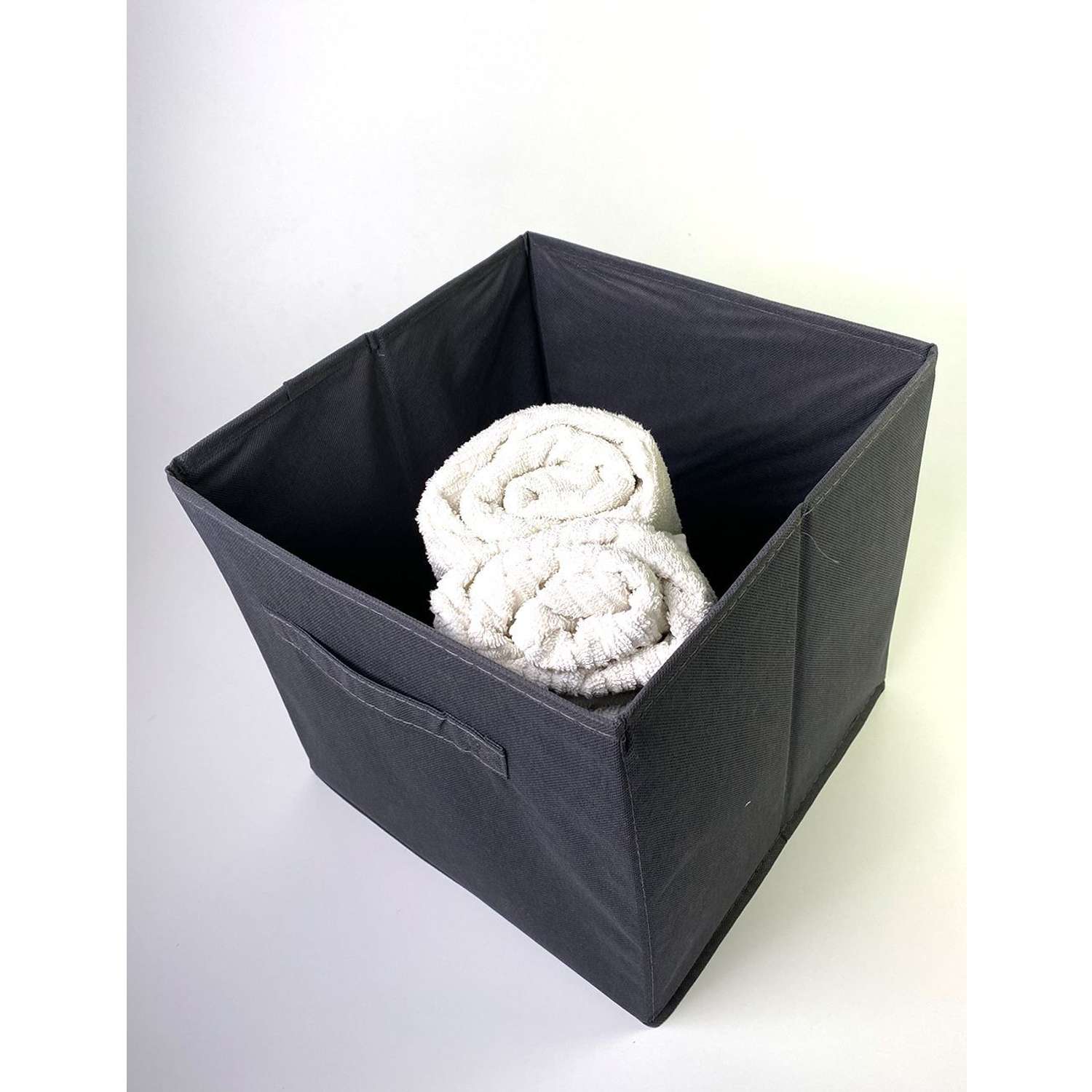 Короб-кубик ГЕЛЕОС для хранения вещей и игрушек КУБ 33-2 30х30х30см тёмно-серый - фото 15