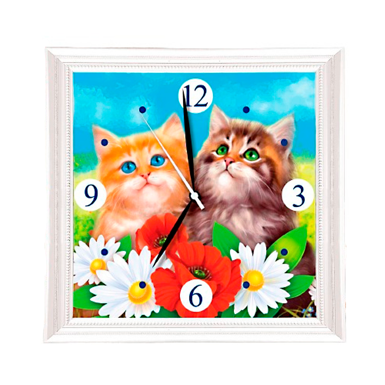 Картина по номерам Арт Узор часы Котята на полянке - фото 1