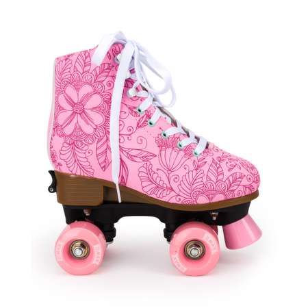 Роликовые коньки SXRide Roller skate YXSKT04PNFL цвет розовые с цветочками размер 31-34