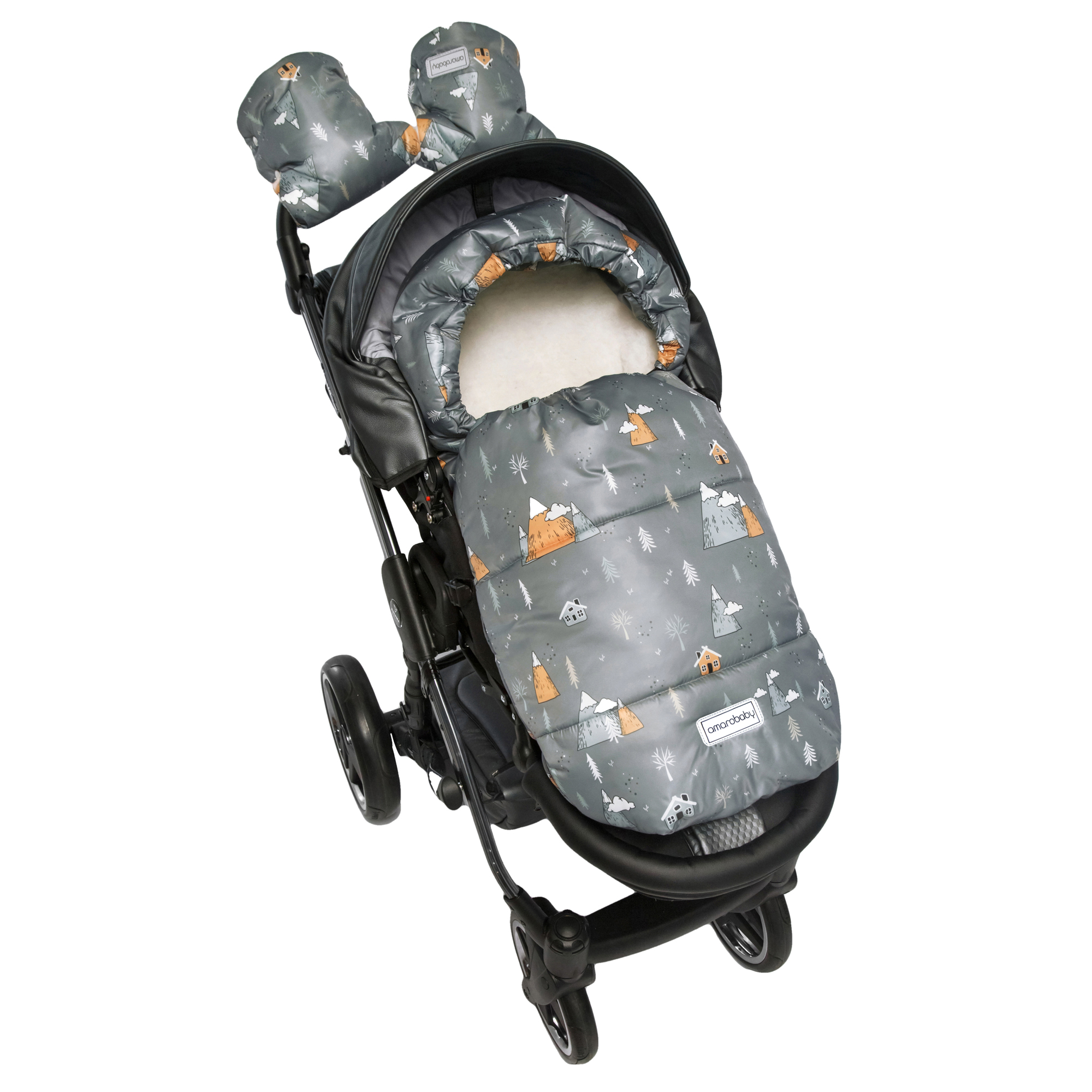 Муфты на ручку коляски AmaroBaby Snowy Travel Горы серый AMARO-6103-GR - фото 4