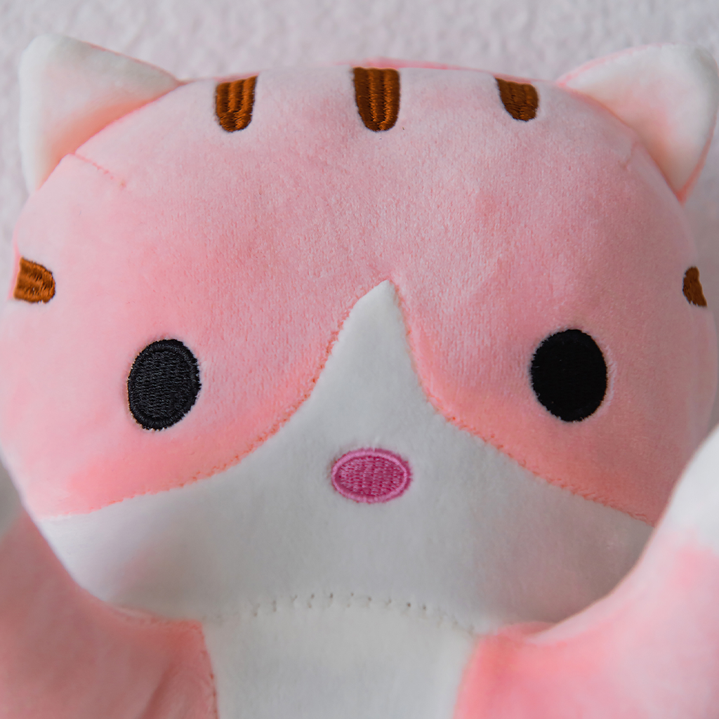 Мягкая игрушка кошка подушка TOTTY TOYS кот батон 90 см розовый антистресс развивающая обнимашка - фото 4