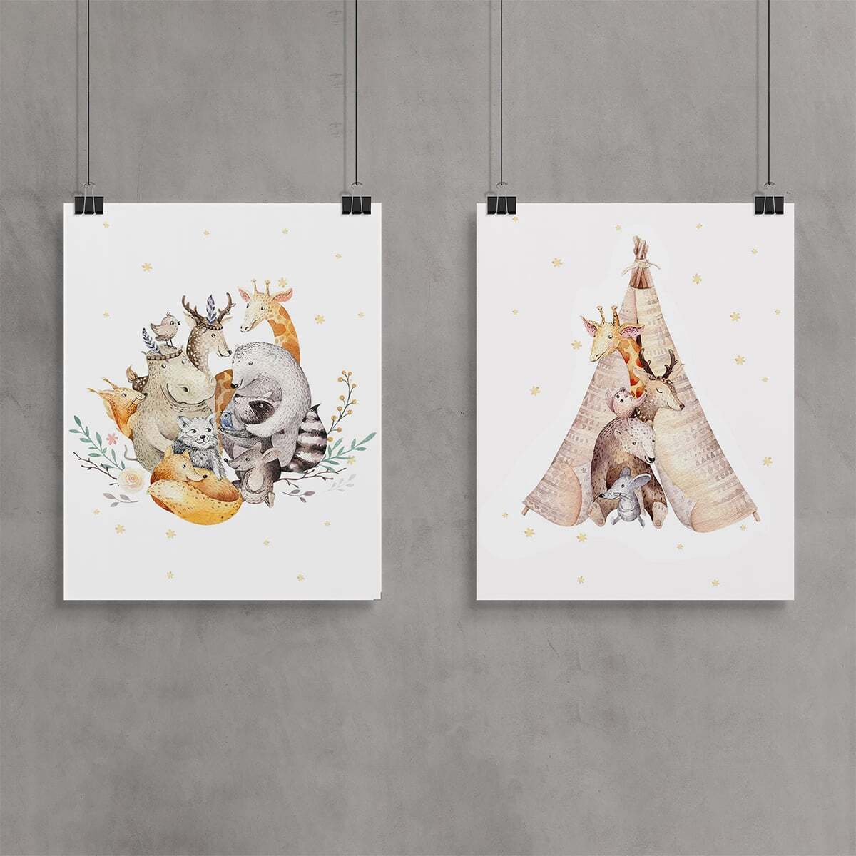 Интерьерный постер Moda interio Watercolor animals Акварельные животные 40х50 см 2 шт - фото 3
