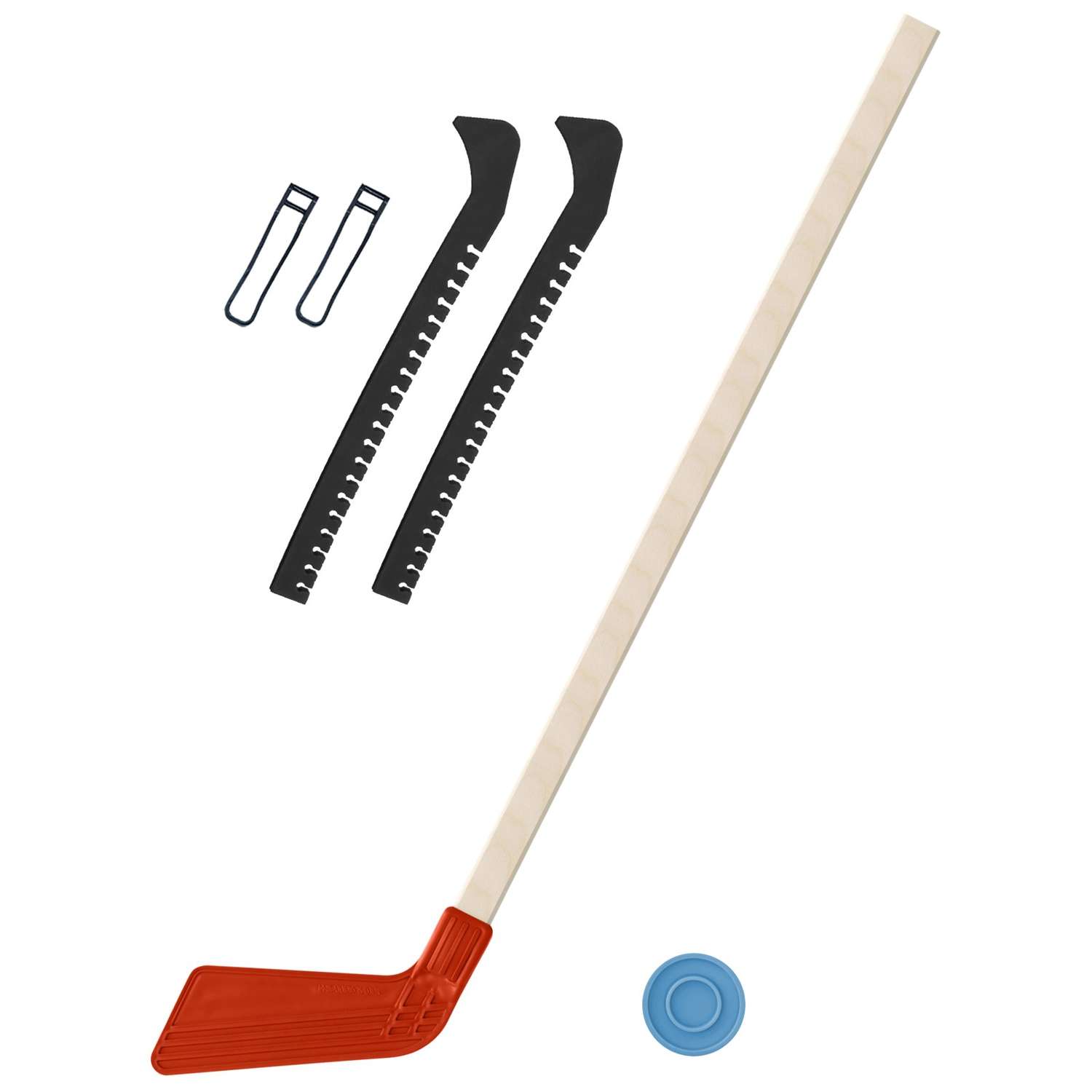 Набор для хоккея Задира Клюшка хоккейная детская красная 80 см + шайба + Чехлы для коньков черные - фото 1