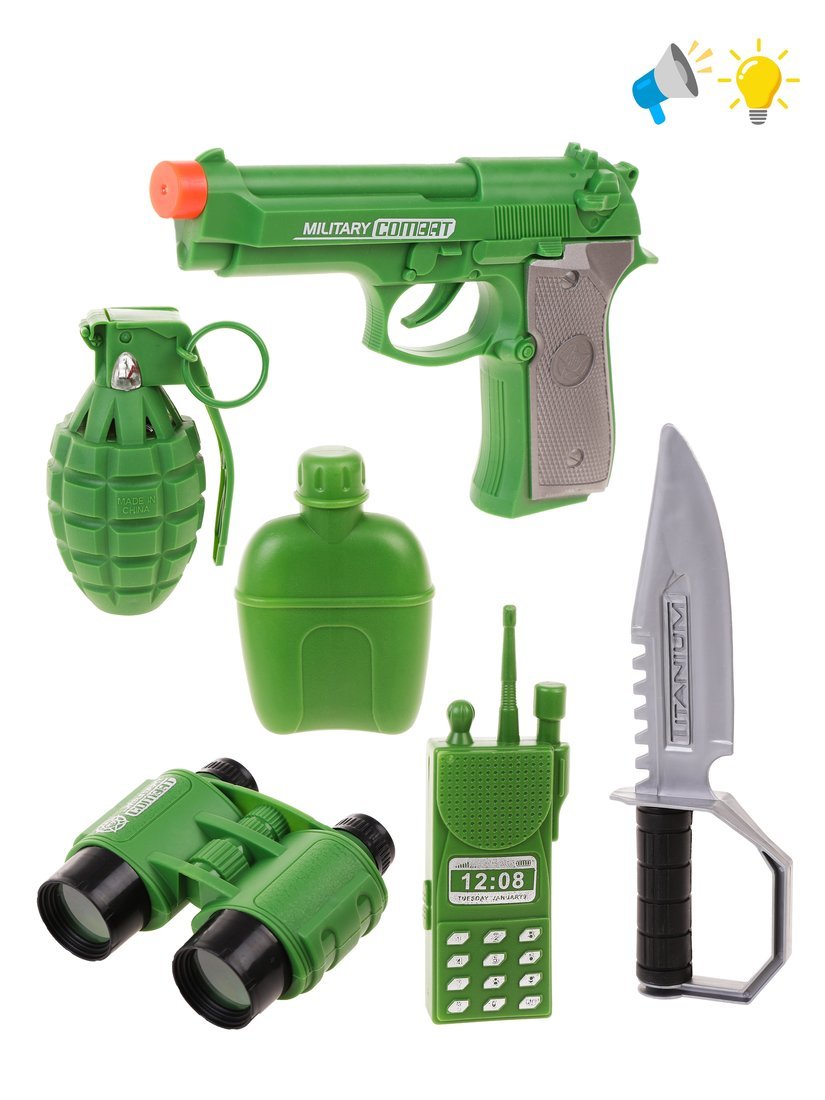 Игровой набор Военный Наша Игрушка Пистолет Бинокль детский и аксессуары. 6 предметов - фото 1