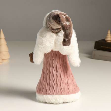 Кукла интерьерная Зимнее волшебство «Ангелочек Марфуша в розовом вязанном платье с сердечком» 35 см