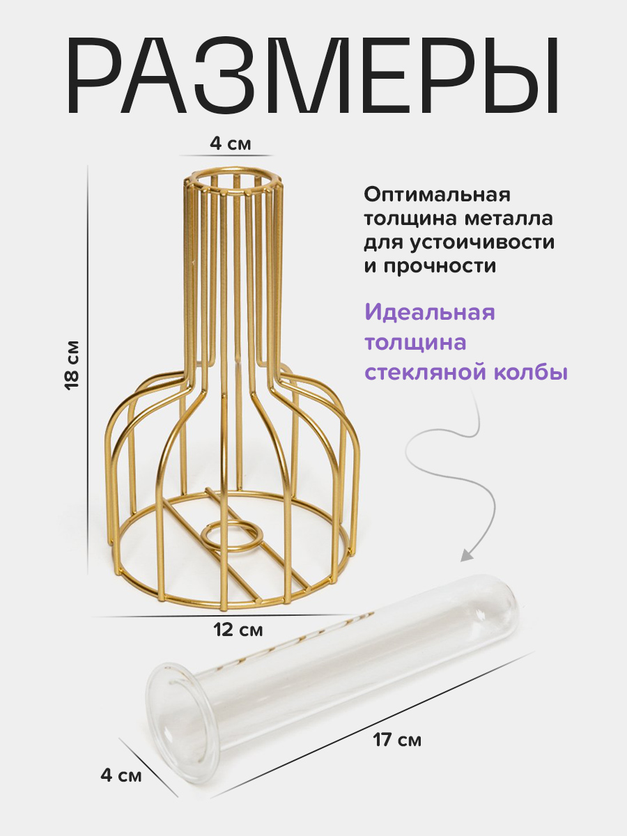 Ваза для цветов Conflate металлическая с колбой купить по цене 585 ₽ в  интернет-магазине Детский мир