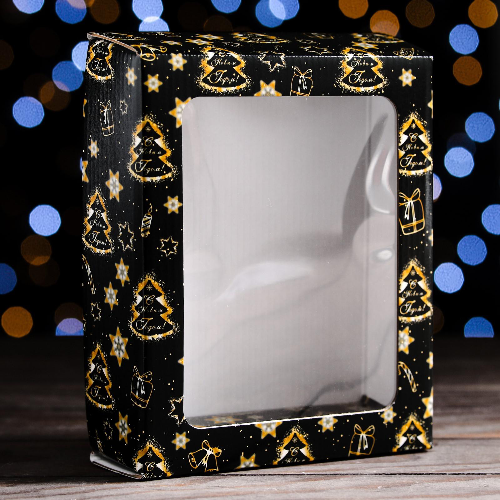 Коробка Sima-Land подарочная. крышка дно. с окном«Праздничное волшебство» 18×15×5 см - фото 1