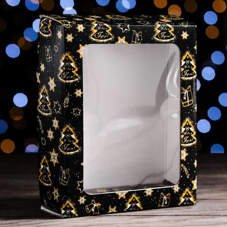Коробка Sima-Land подарочная. крышка дно. с окном«Праздничное волшебство» 18×15×5 см