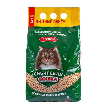 Наполнитель для кошек Сибирская кошка Лесной древесный 5л