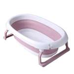 Ванночка для новорожденных RIKI TIKI Складная розовая с термо-пробкой