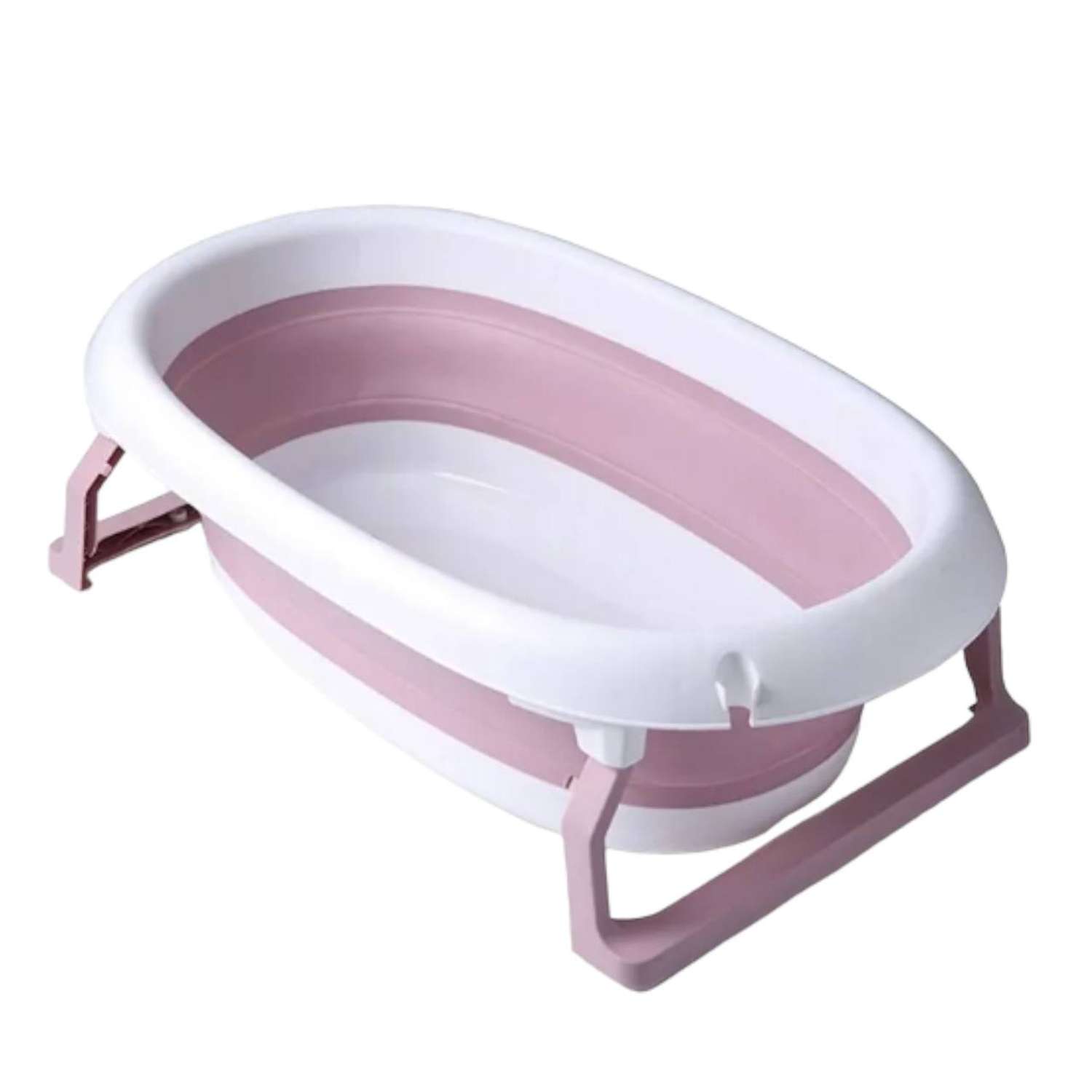 Ванночка для новорожденных RIKI TIKI Складная розовая с термо-пробкой - фото 1