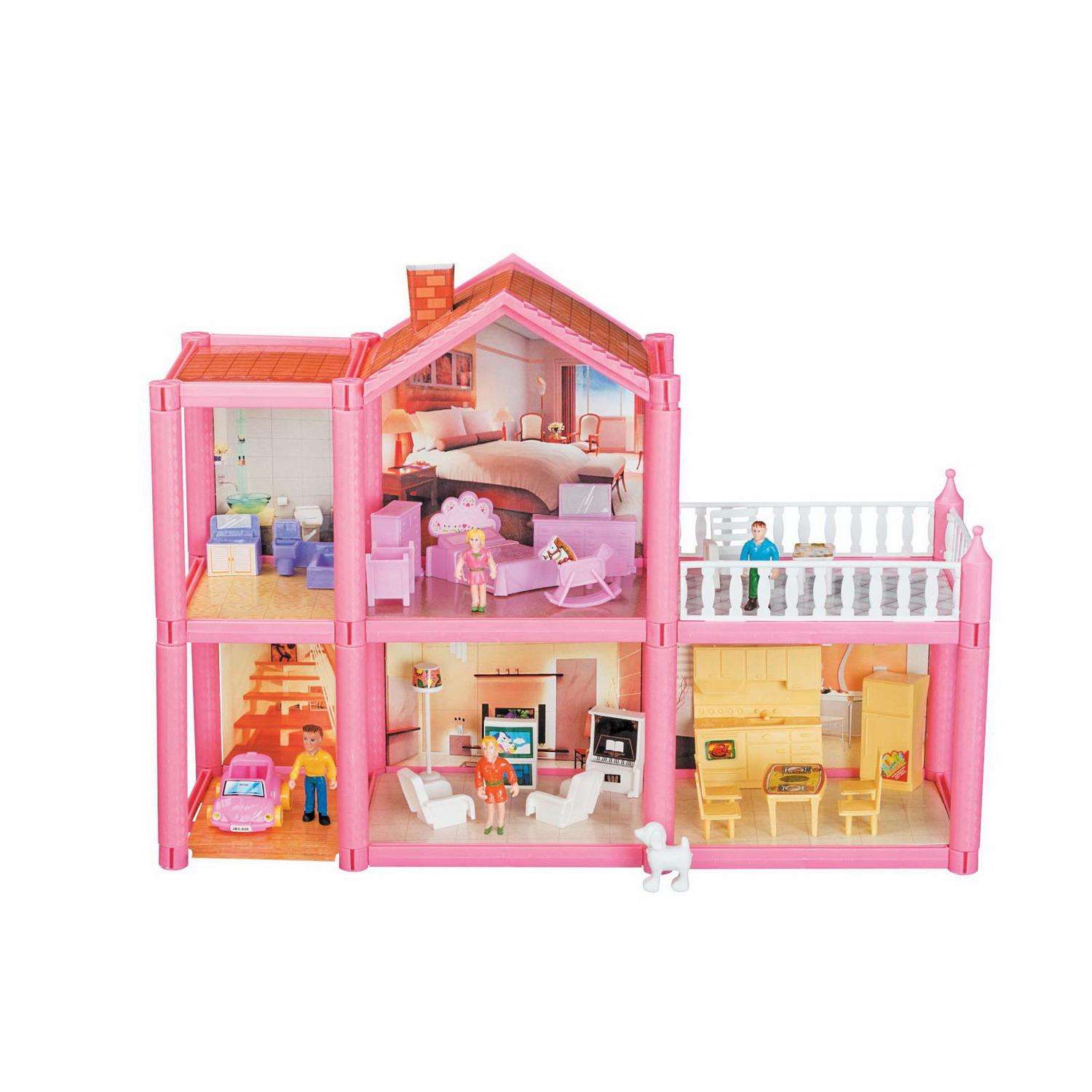 Игровой набор В гостях у куклы ABtoys Кукольный дом с мебелью и человечками 113 деталей PT-01549 - фото 3