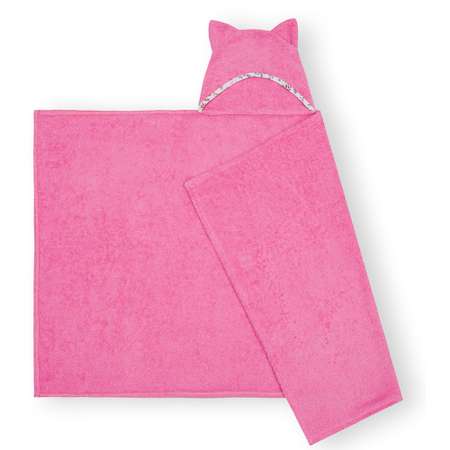 Полотенце махровое с капюшоном BIO-TEXTILES Котики 110х70 см розовое