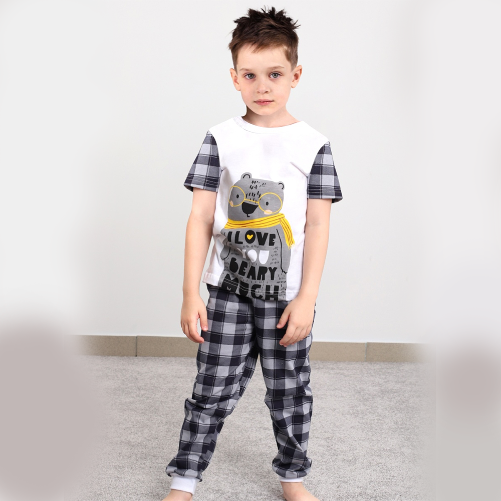 Пижама Babycollection 644/pjm011/sph/k1/002/p1/W*mбелый серый черный - фото 1