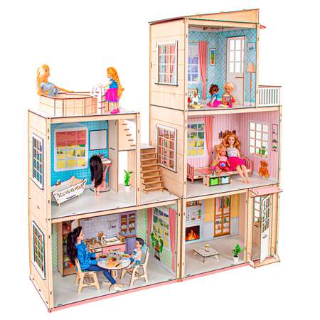Кукольный домик с мебелью M-WOOD Гармония