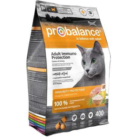 Корм для кошек Probalance 400г Adult Immuno курица-индейка сухой