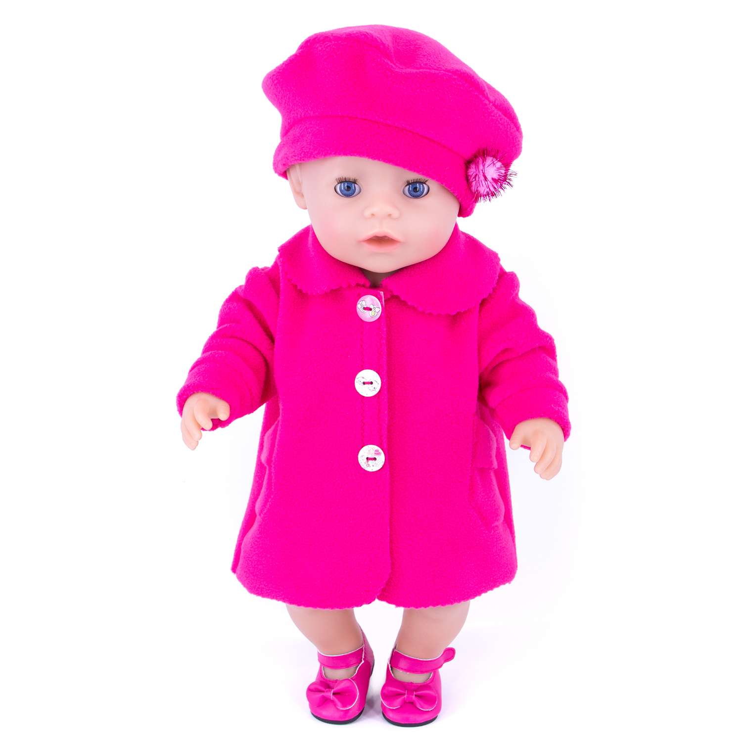 Комплект одежды Модница Пальто с беретом для пупса 43-48 см фуксия 6119фуксия - фото 5