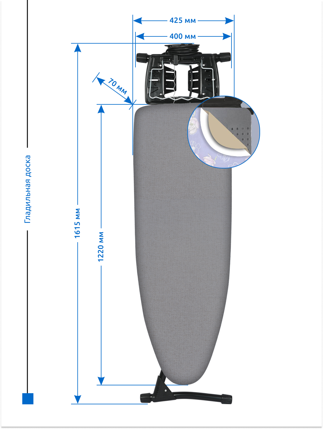 Гладильная доска InHome металлическая с розеткой Nika НГ/2 - фото 2