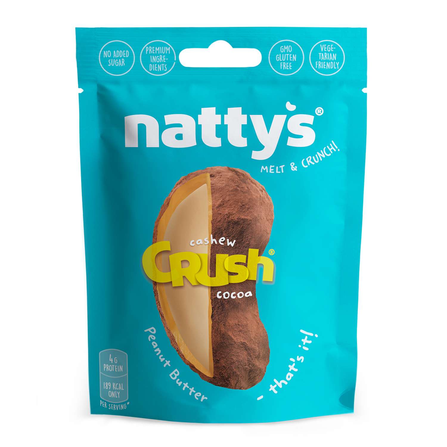 Драже ореховое Nattys CRUSH Cashew c кешью в арахисовой пасте и какао 35 гр - фото 1