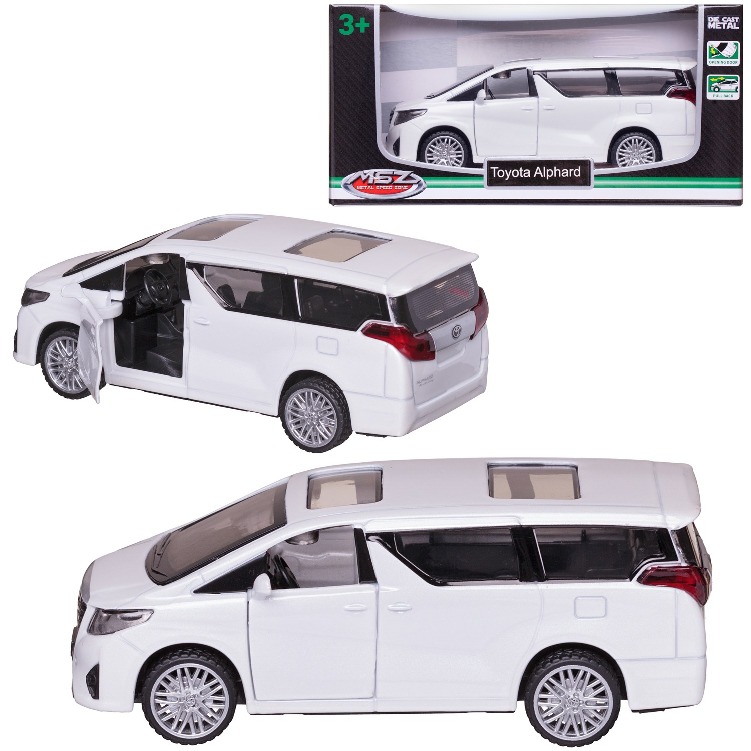 Автомобиль Abtoys Toyota MSZ 1:43 инерционный белый WE-15959W - фото 1