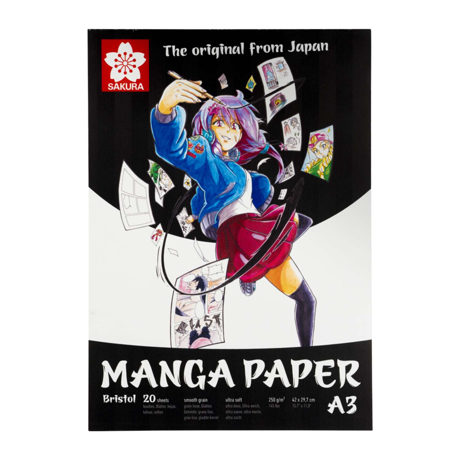 Блокнот для рисования Sakura Manga A3 250г/м2 20 листов гладкое зерно - фото 1