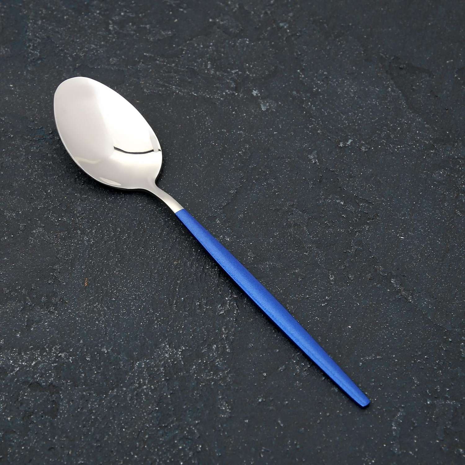 Ложка MAGISTRO Блинк цвет серебро синяя ручка на подвесе - фото 1