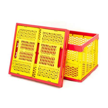 Ящик для игрушек Пеликан складной перфорированный красно-желтый