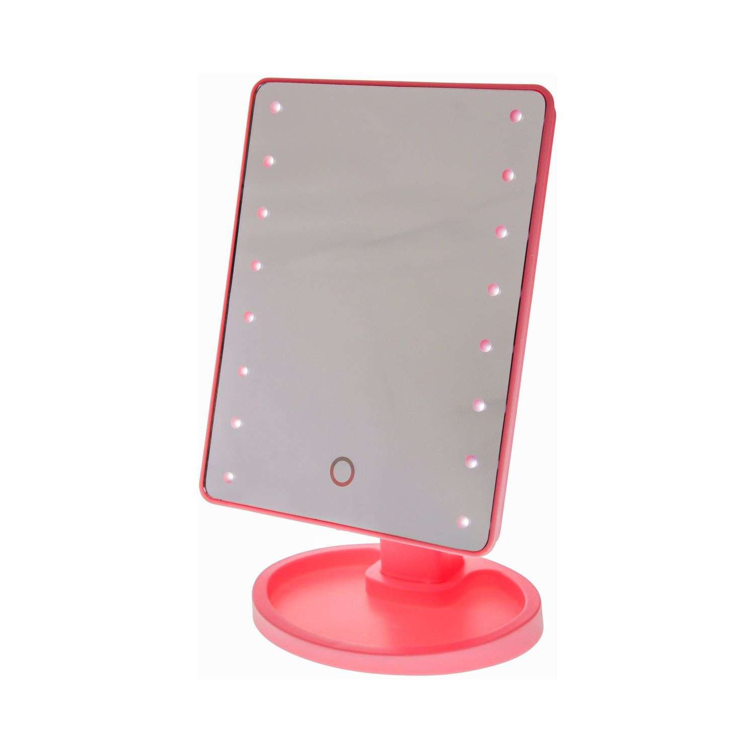 Зеркало настольное Keyprods косметическое с LED подсветкой Розовое - фото 1