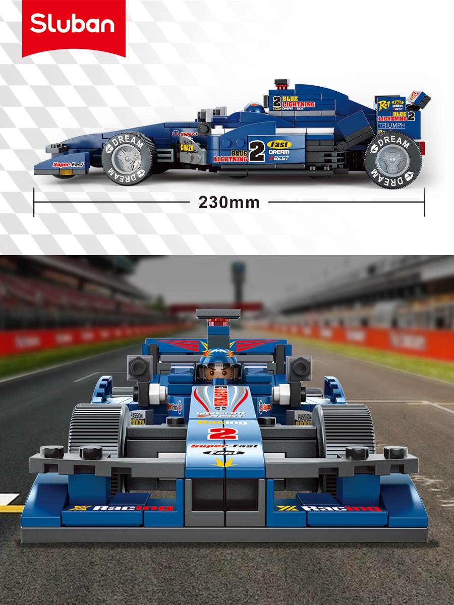 Конструктор пластмассовый SLUBAN Автогонки: Гоночный автомобиль F1 Синяя молния - фото 2