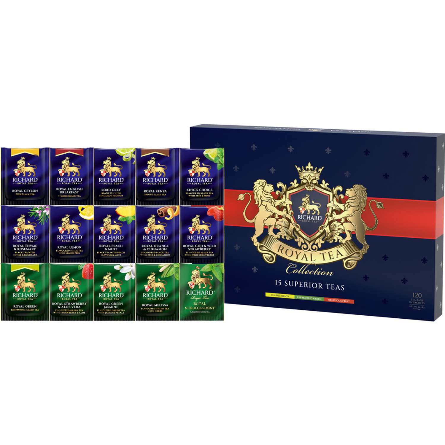 Чай в пакетиках Richard Royal Tea Collection ассорти 15 вкусов 120 шт - фото 1