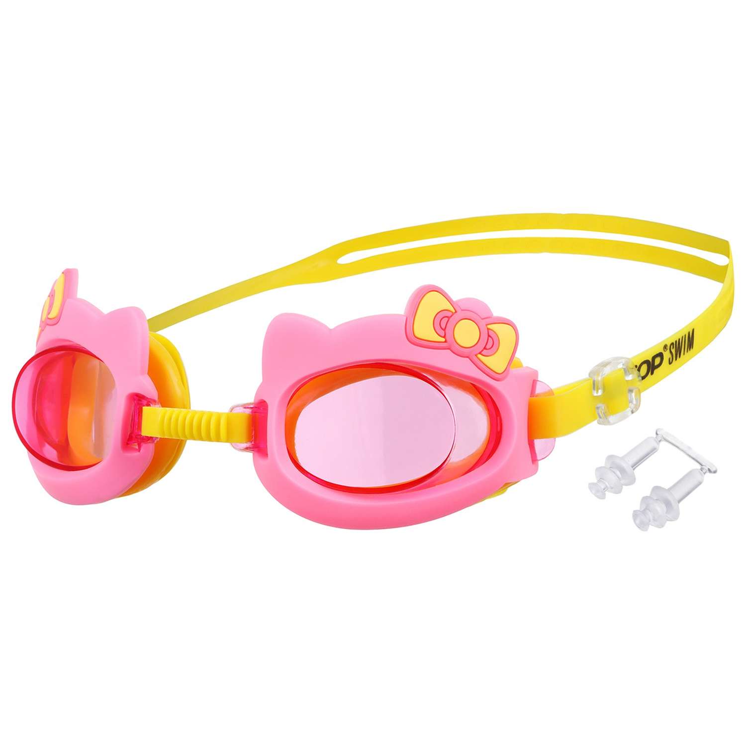 Очки для плавания ONLITOP детские «Бантик» и беруши. цвет розовый - фото 1
