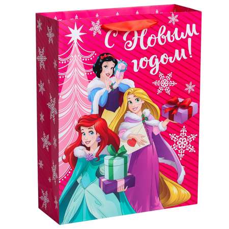 Пакет подарочный Disney ламинат вертикальный С Новым годом Принцессы
