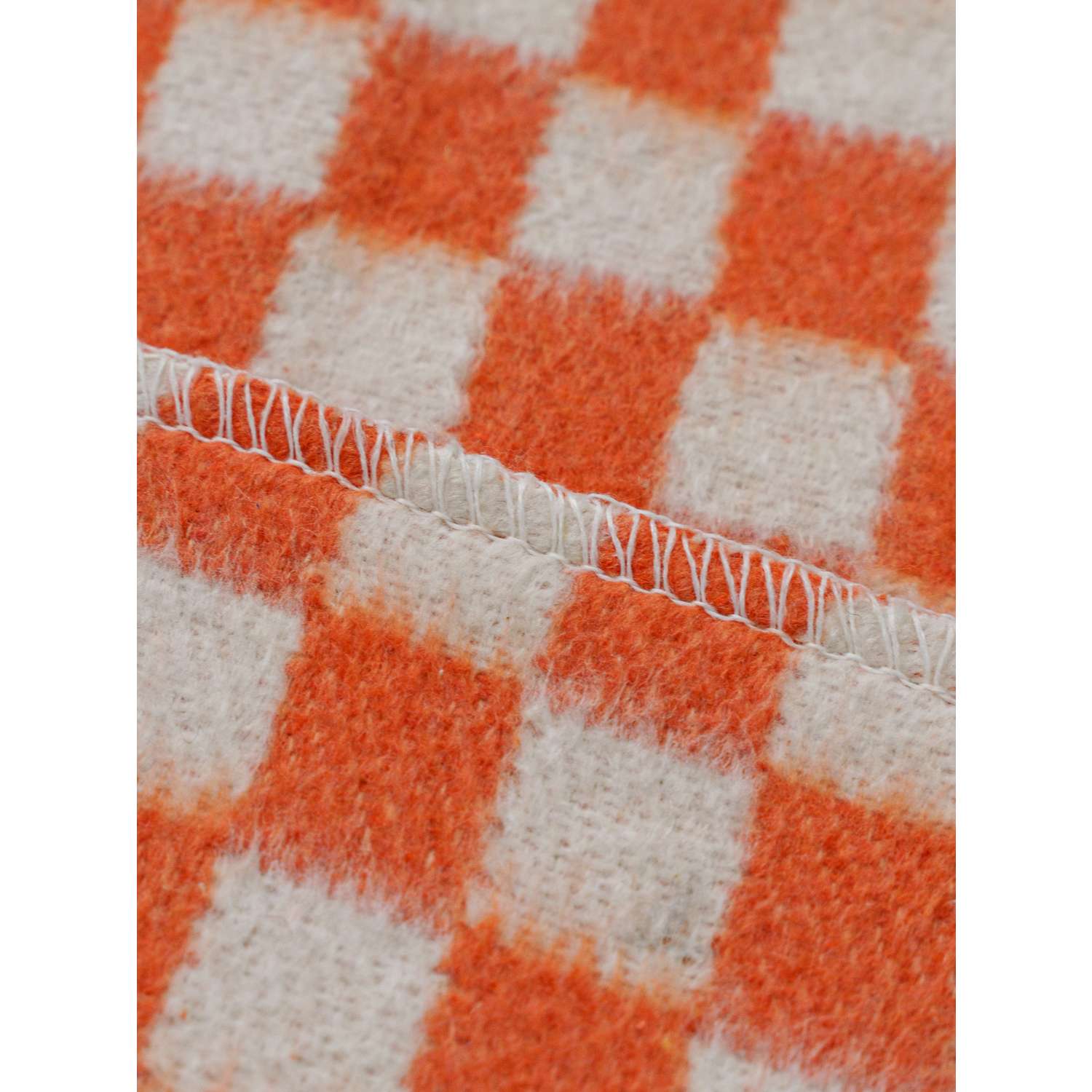Одеяло байковое детское Суконная фабрика г. Шуя 100х140 рисунок клетка оранжевый - фото 2