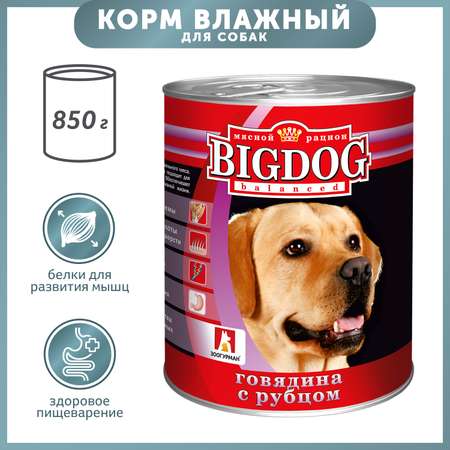 Корм для собак Зоогурман 850г Big Dog говядина с рубцом ж/б