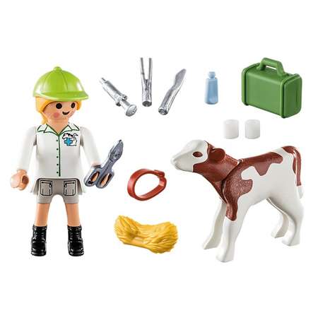 Набор фигурок Playmobil Ветеринар с теленком