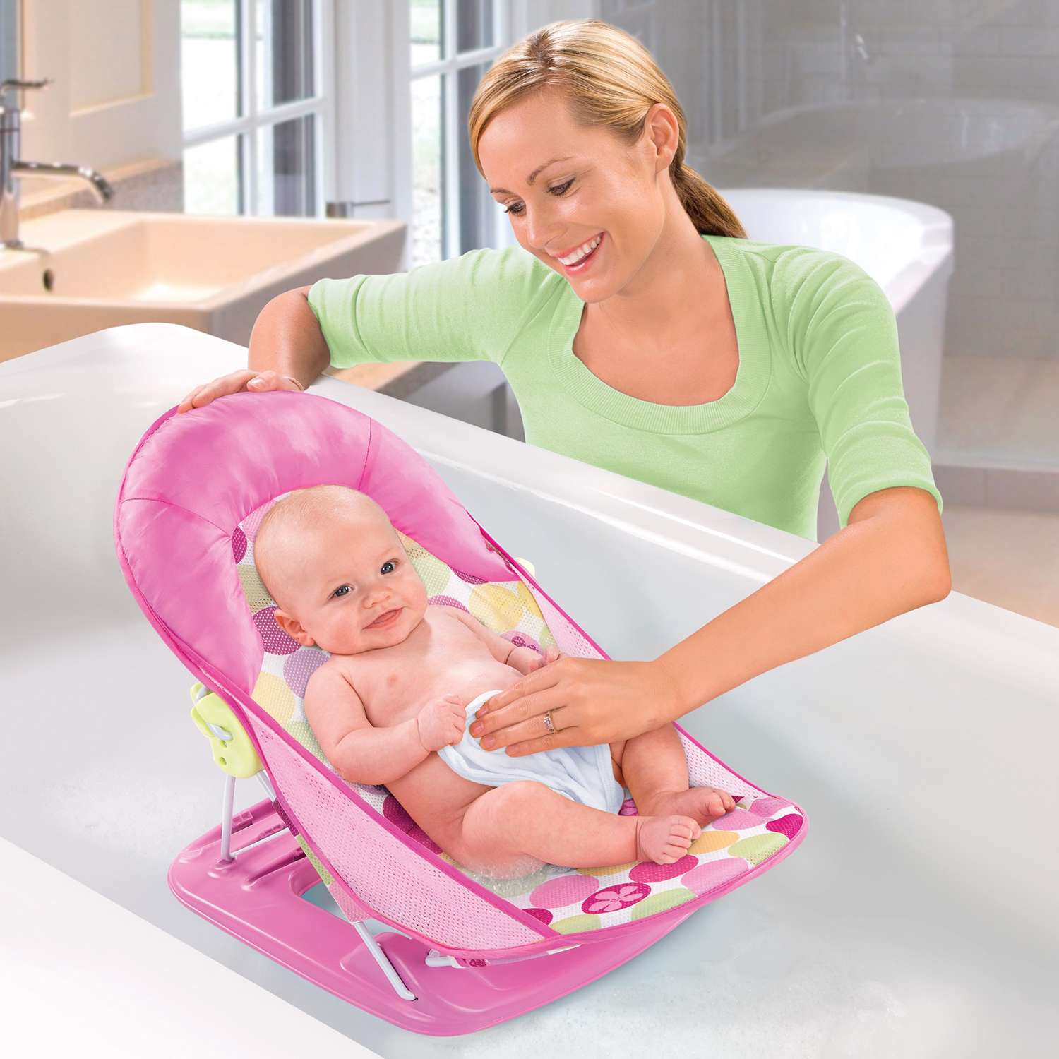 Лежак для купания Summer Infant Deluxe Baby Bather с подголовником Розовый - фото 2