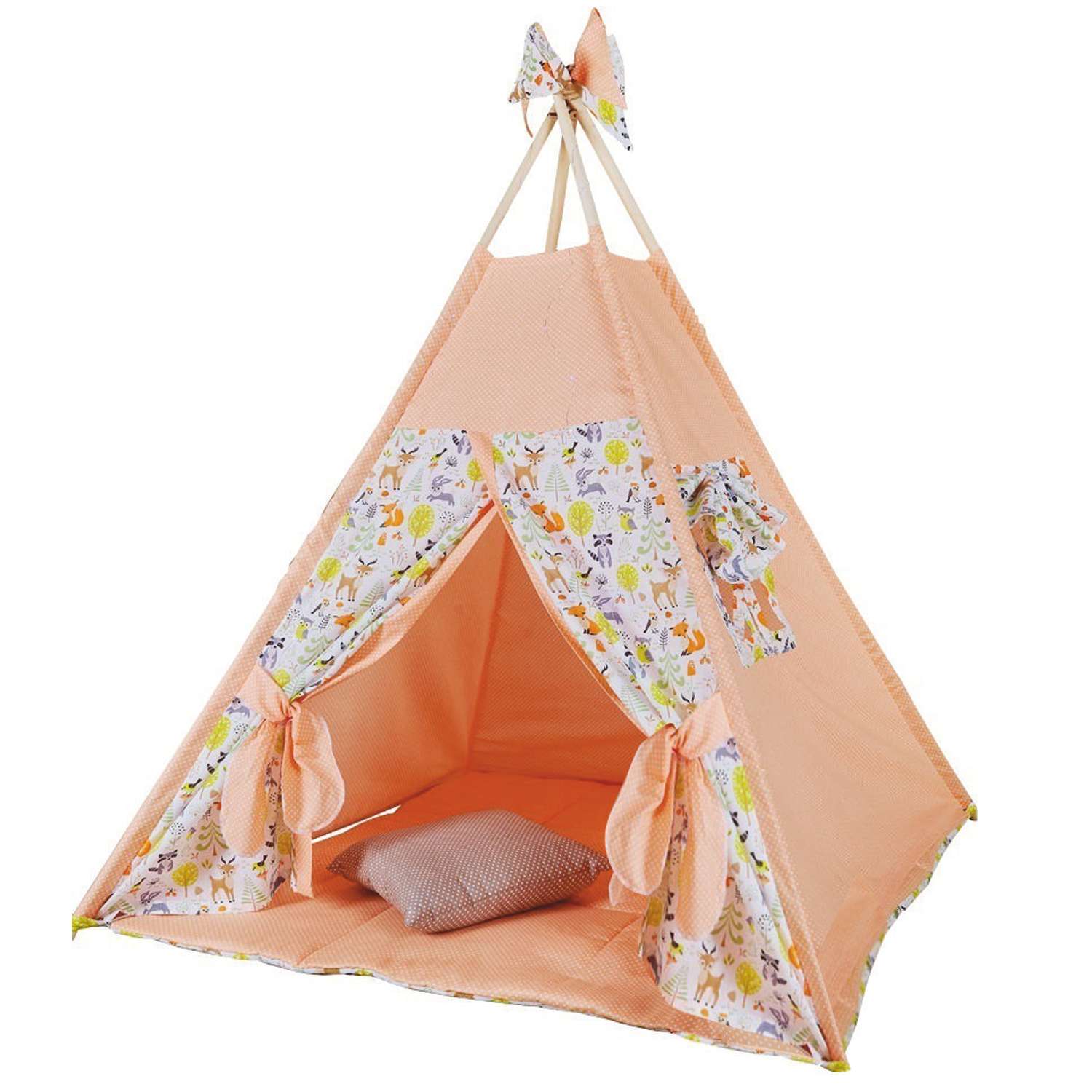 Вигвам палатка игровая ВигваМАМ Лесные животные персик - фото 1