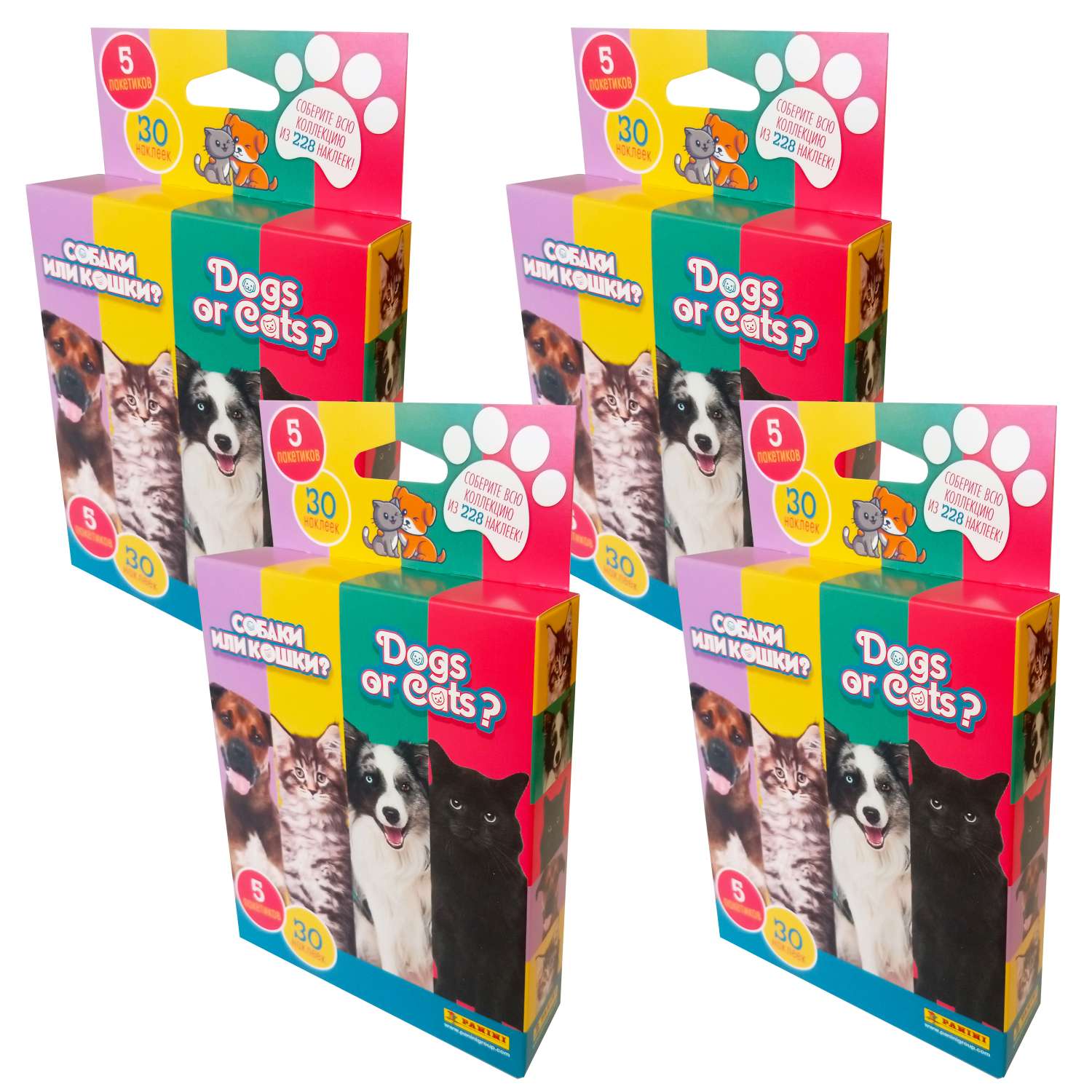 Набор коллекционных наклеек Panini Собаки или кошки Dogs or Cats 20 пакетиков в экоблистере - фото 1