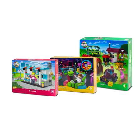 Конструктор kids bricks Набор из 3 предметов Пекарня Парк Ферма