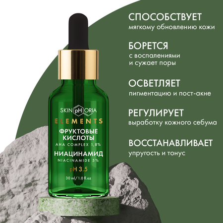 Сыворотка для лица AHA Niacinamide Peeling Serum Skinphoria С комплексом фруктовых кислот