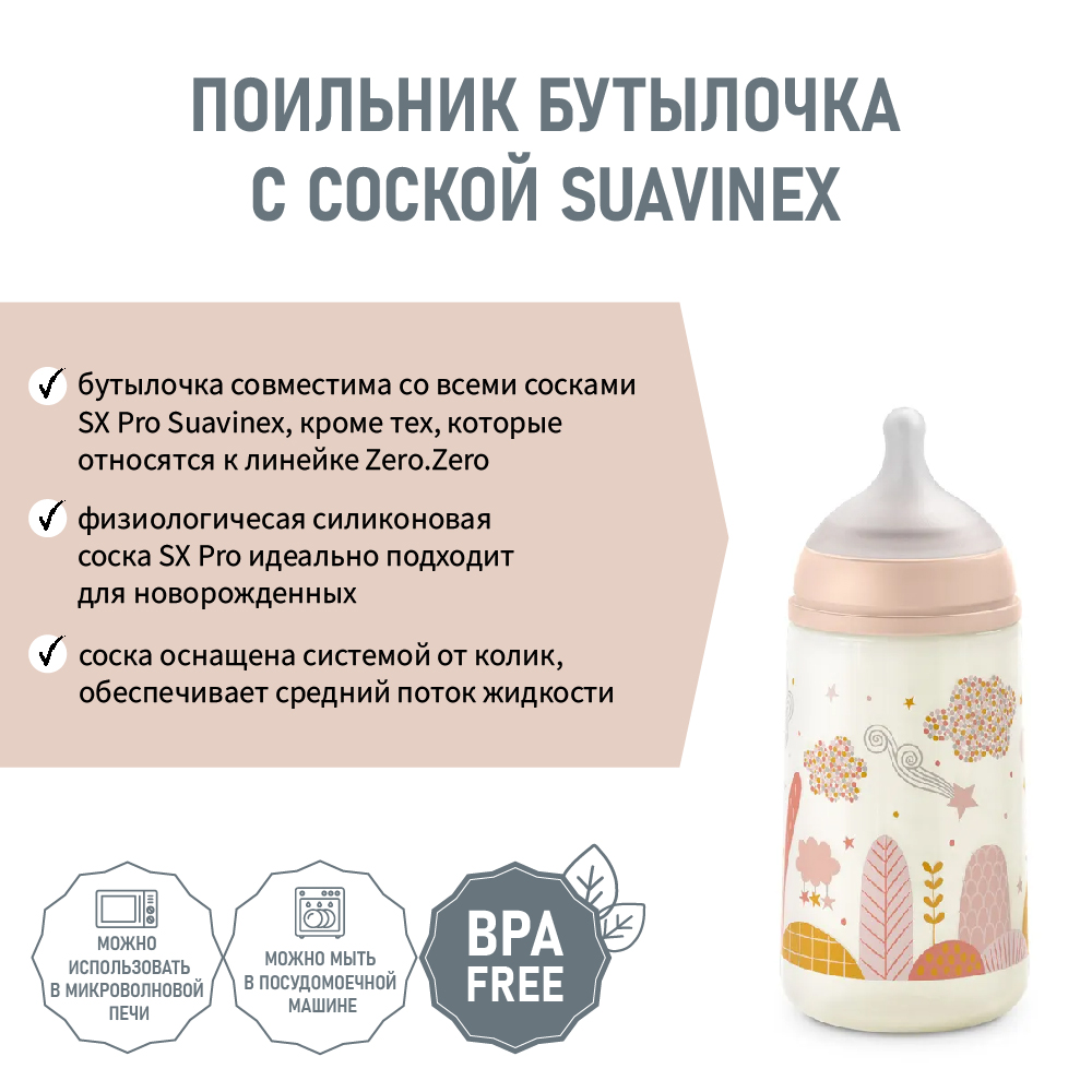 Бутылочка Suavinex Пластиковая 270 мл с соской - фото 2