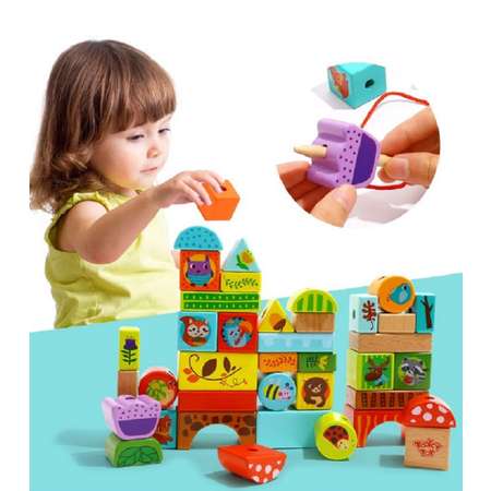 Шнуровка Tooky Toy Лес 40 элементов TY849