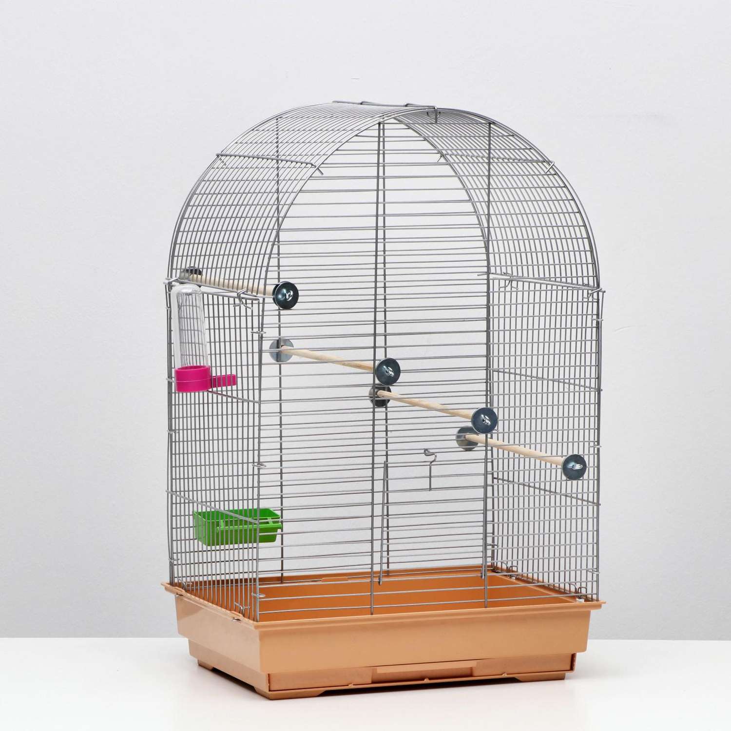 Клетка для птиц Пижон хром укомплектованная 41 х 30 х 65 см бежевая - фото 1